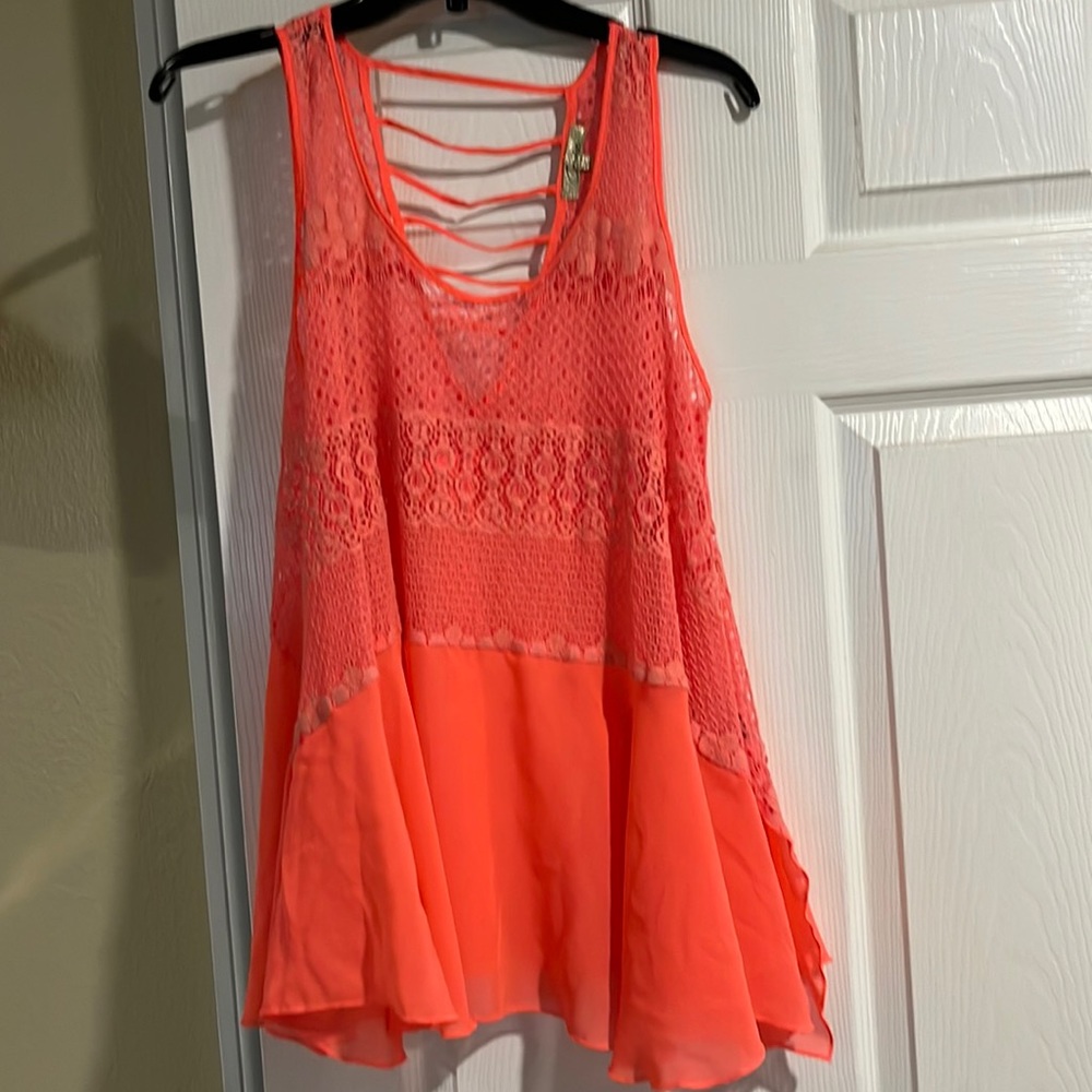 Womens neon sheer tank top size Lg by cecico.